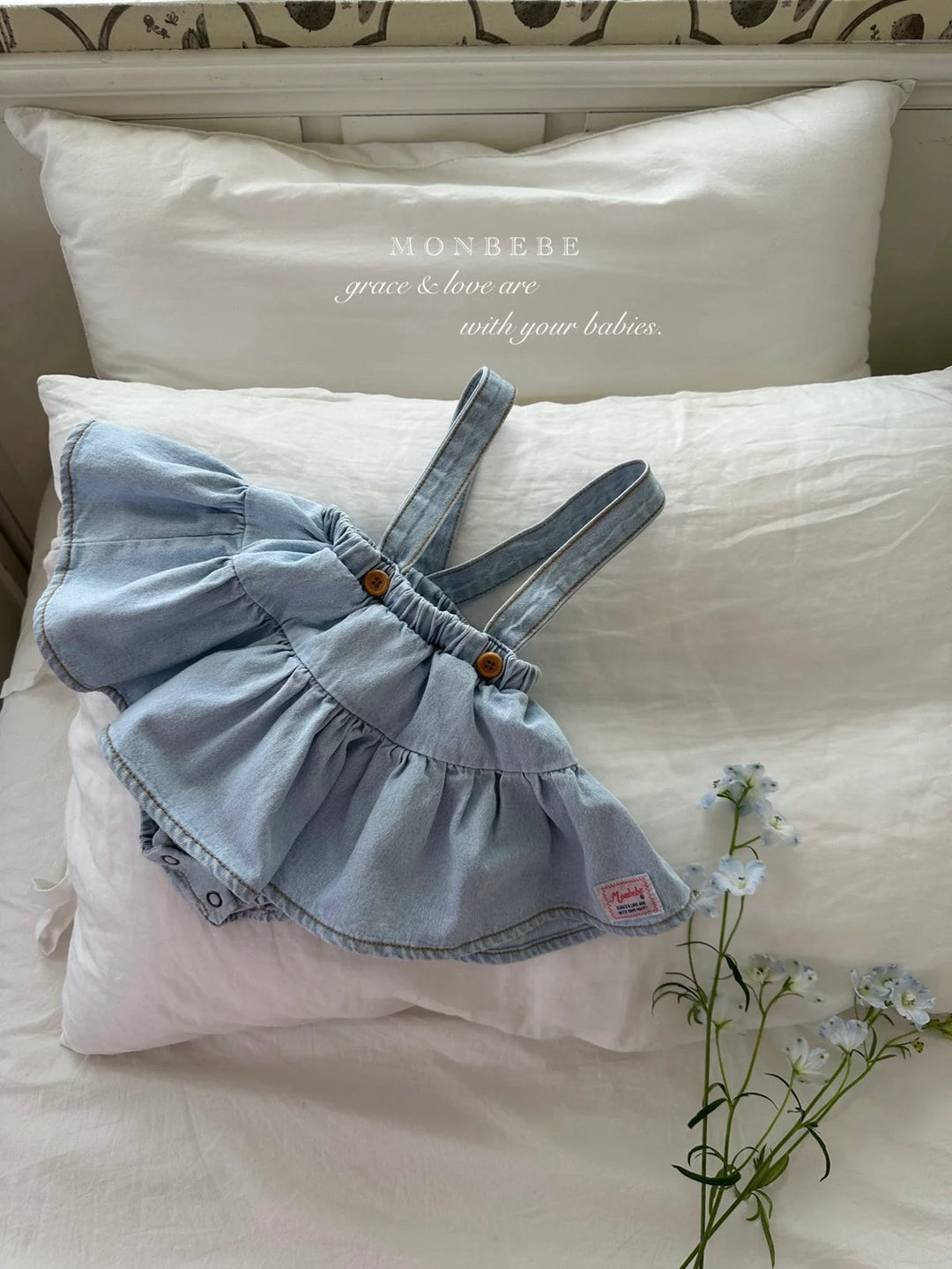 monbebe / Icing denim suspender skirt