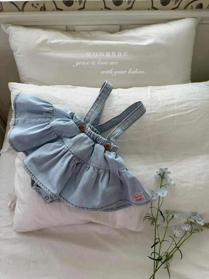 monbebe / Icing denim suspender skirt