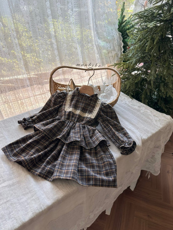 【新作 11/12予約受付開始】monbebe / Lope Check dress