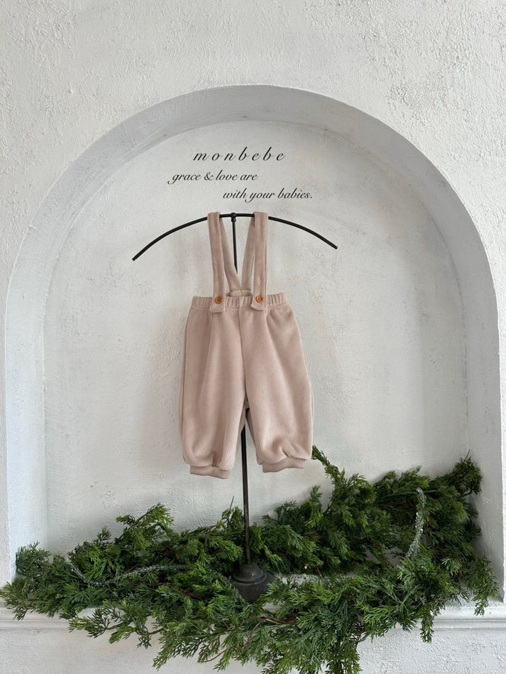 【新作11/17発売】 monbebe / Ribbed suspenders Pants