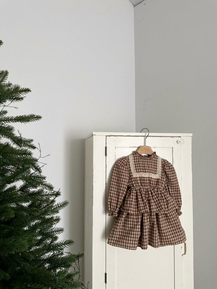 【新作 11/12予約受付開始】monbebe / Lope Check dress