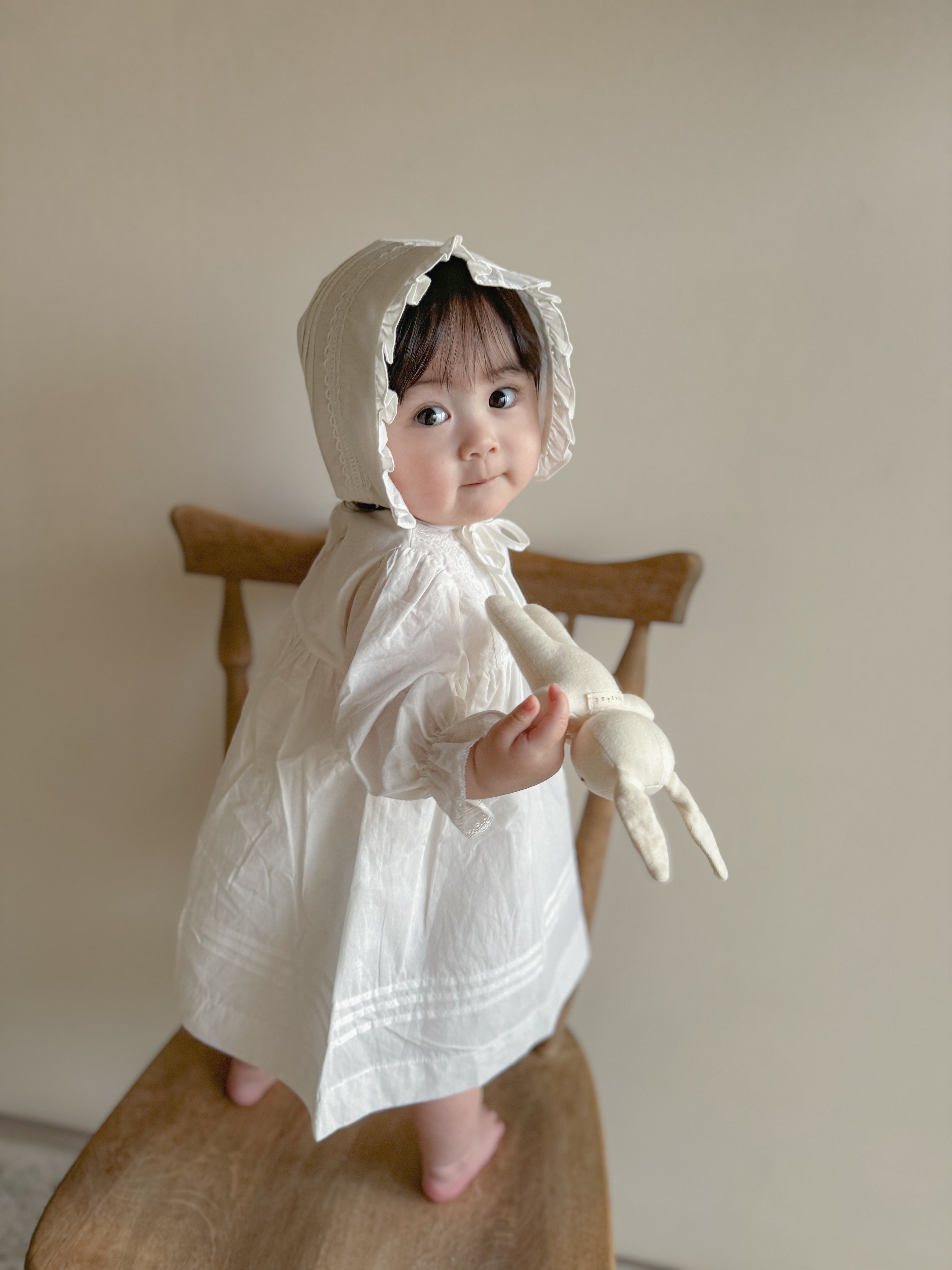 monbebe / petit pintuck baby dress (bonnet set) – ciel de bébé