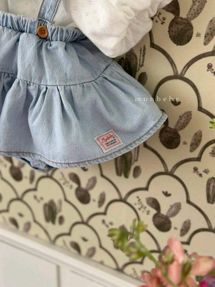 monbebe / Icing denim suspender skirt