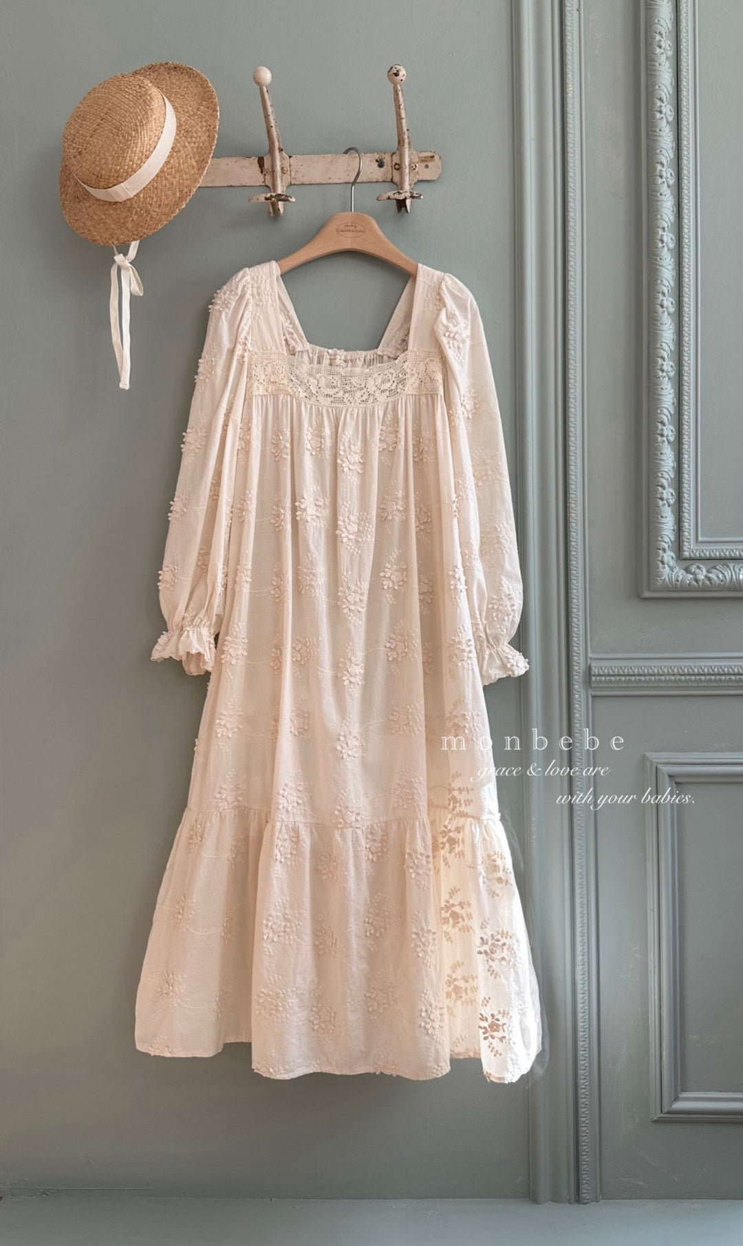 【2026春新作】 monbebe / Flora vintage dress (mom)