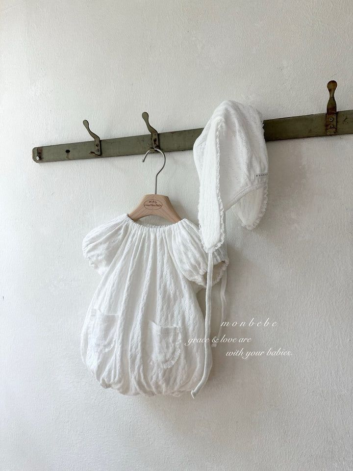 【monbebe夏新作】monbebe / Bunny Knit Balloon Suit (Bonnet set)
