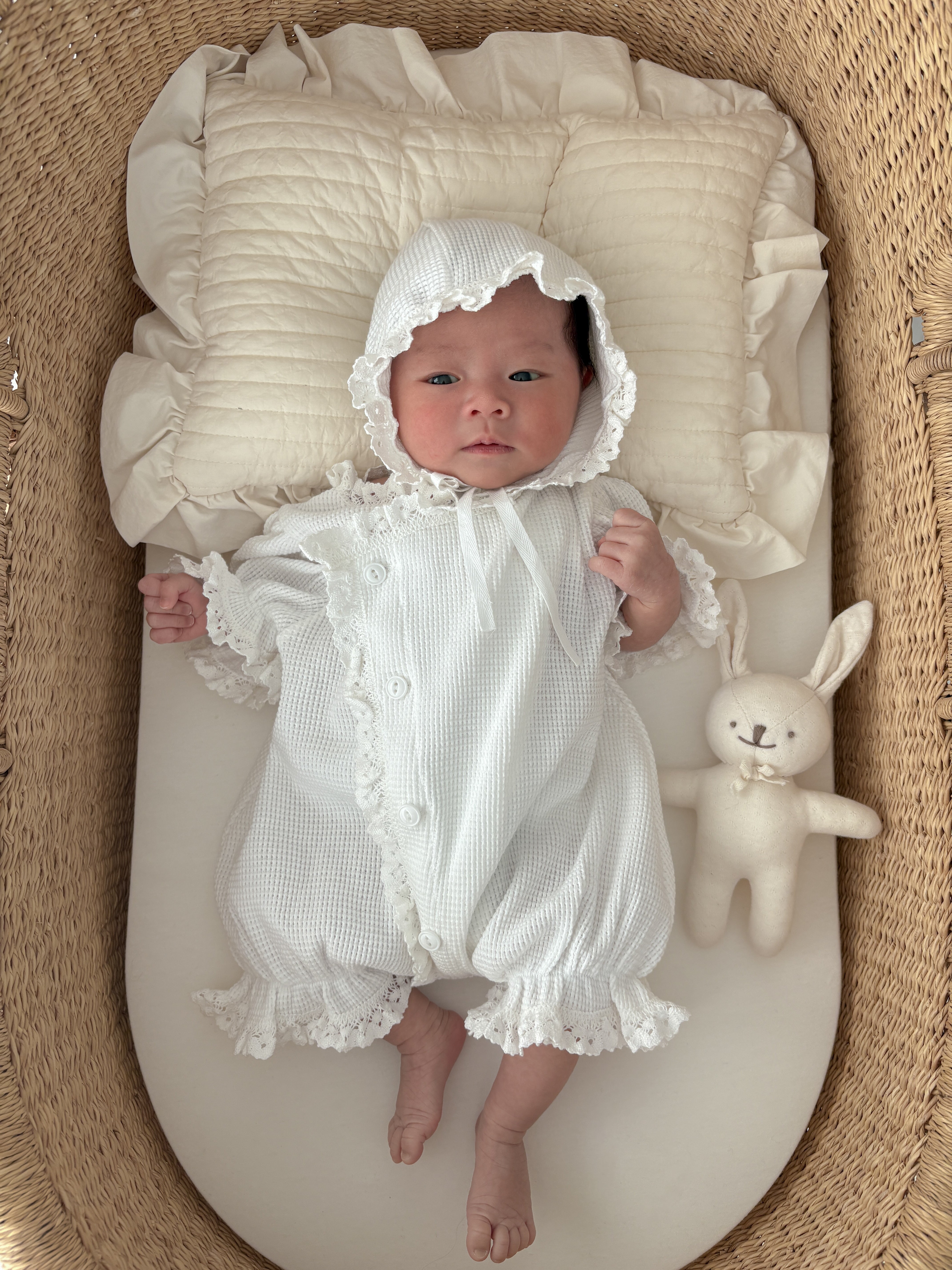 ciel de bébé ワッフル退院着　ボンネット bébé / waffle bonnet – ciel de bébé