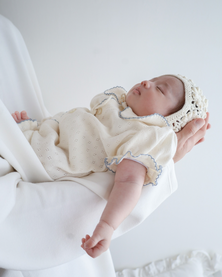 【予約】bébé / (半袖) hana picot lace suit