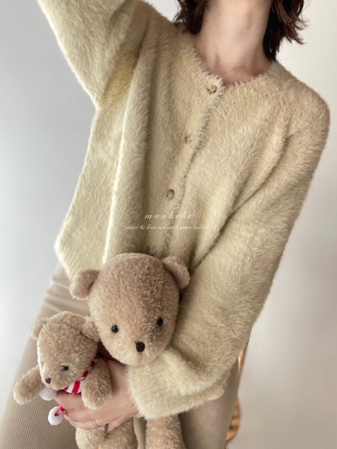 【予約】 monbebe /Teddy cardigan  (mom)