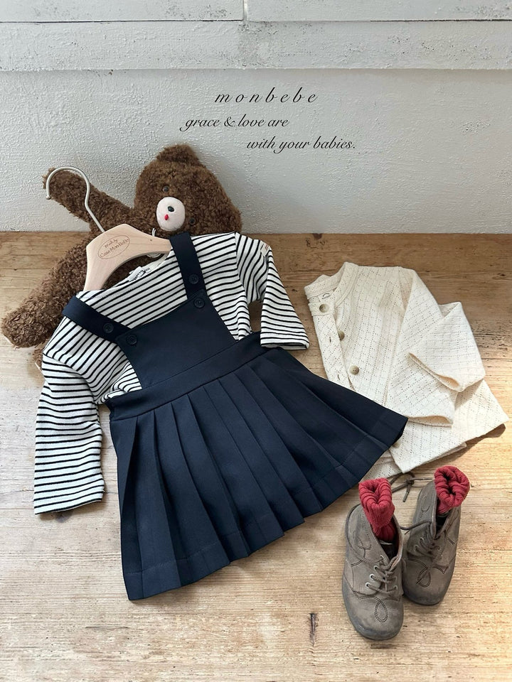 【予約】monbebe /Louis Pleats Suspender Skirt