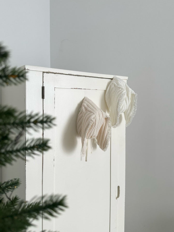 【11/28 ivory/cream S再入荷】 monbebe / Knit bonbon suit(bonnet set)