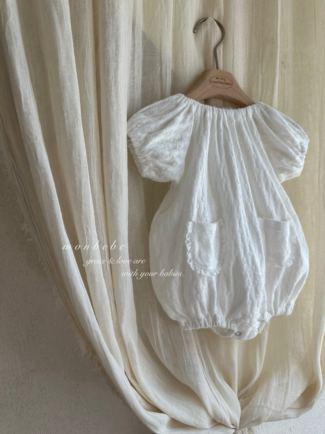 【monbebe夏新作】monbebe / Bunny Knit Balloon Suit (Bonnet set)