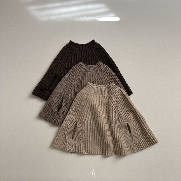 atomeme /  Olive knit poncho