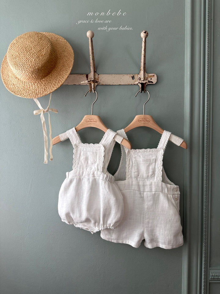 【monbebe夏新作】monbebe / Pure Linen Suspender Suit