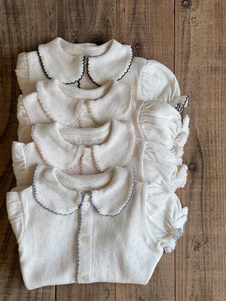【予約】bébé / (半袖) hana picot lace suit