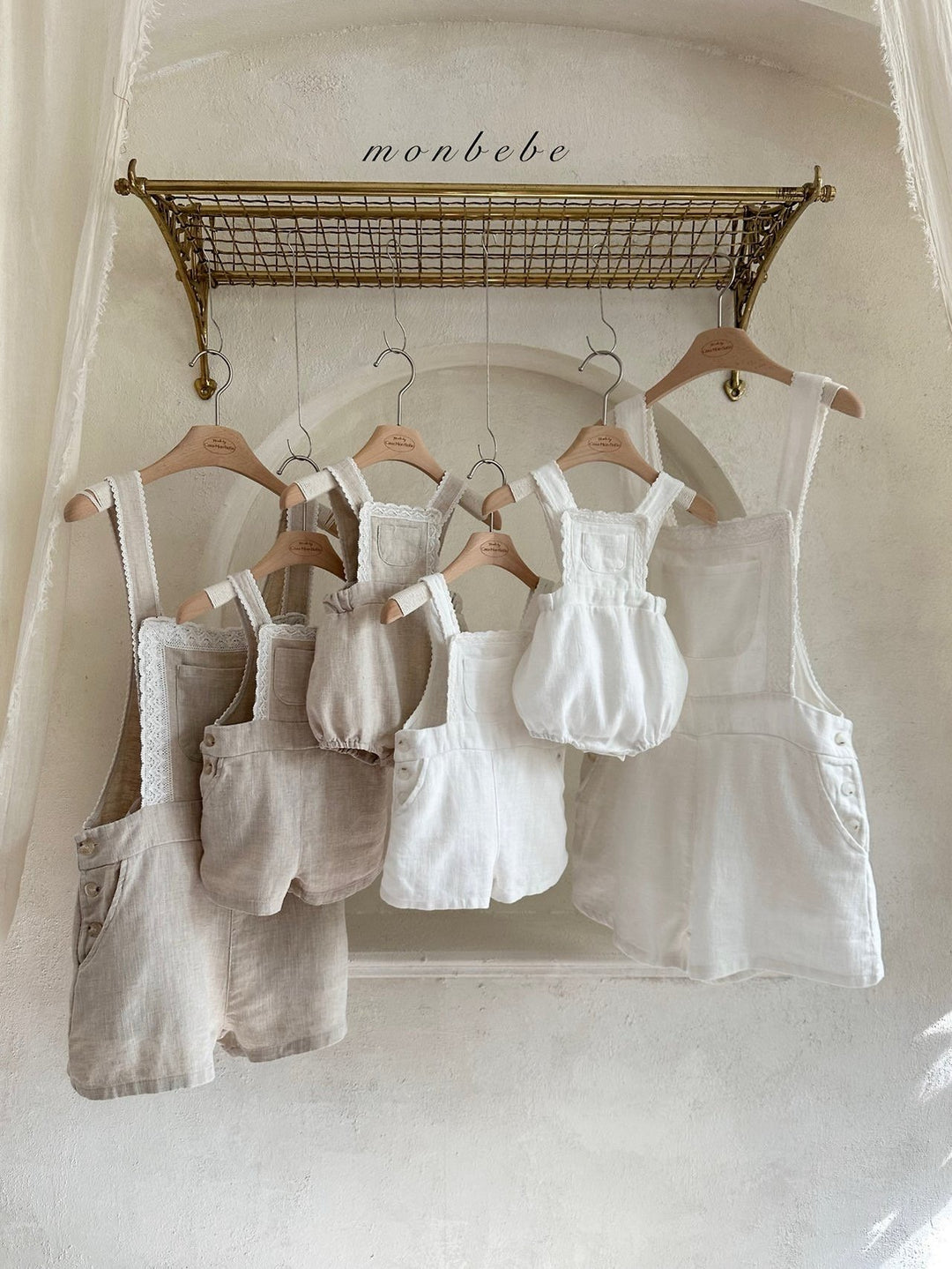 【monbebe夏新作】monbebe / Pure Linen Suspender Suit