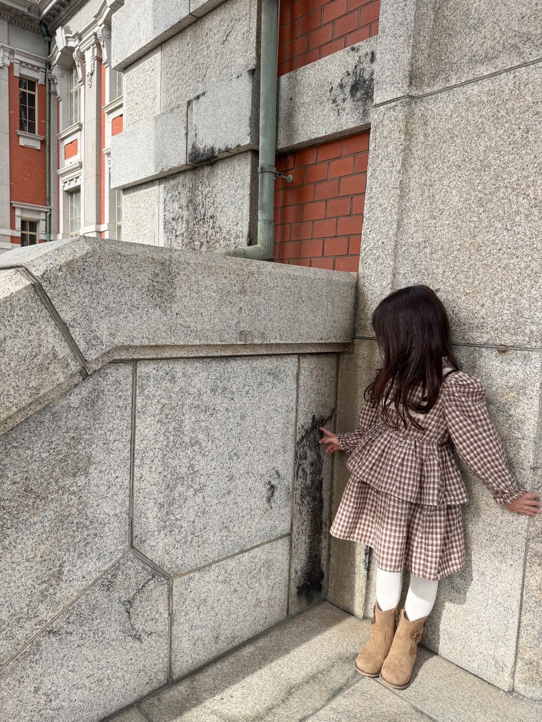 【新作 11/12予約受付開始】monbebe / Lope Check dress