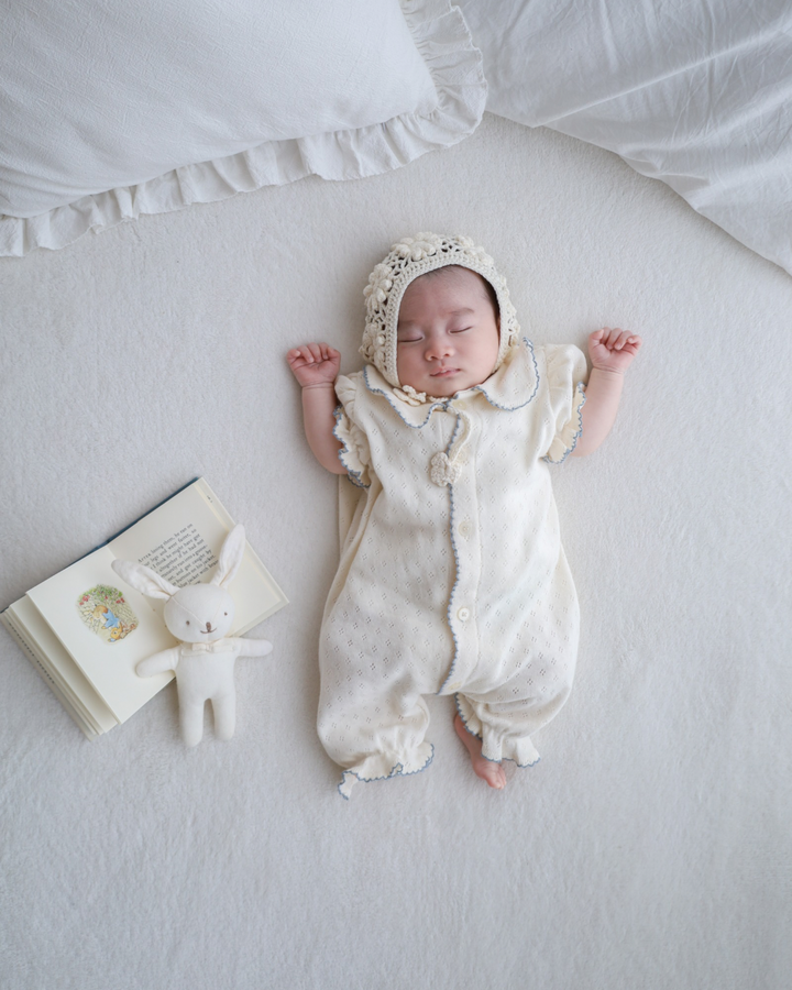 【予約】bébé / (半袖) hana picot lace suit
