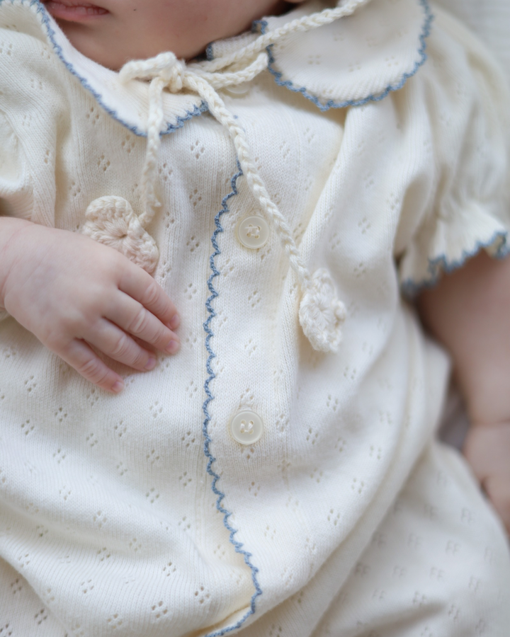 【予約】bébé / (半袖) hana picot lace suit