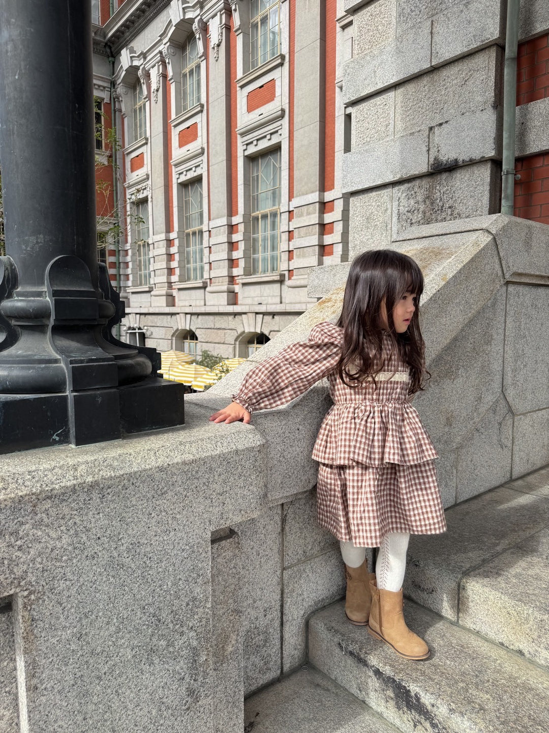 【新作 11/12予約受付開始】monbebe / Lope Check dress