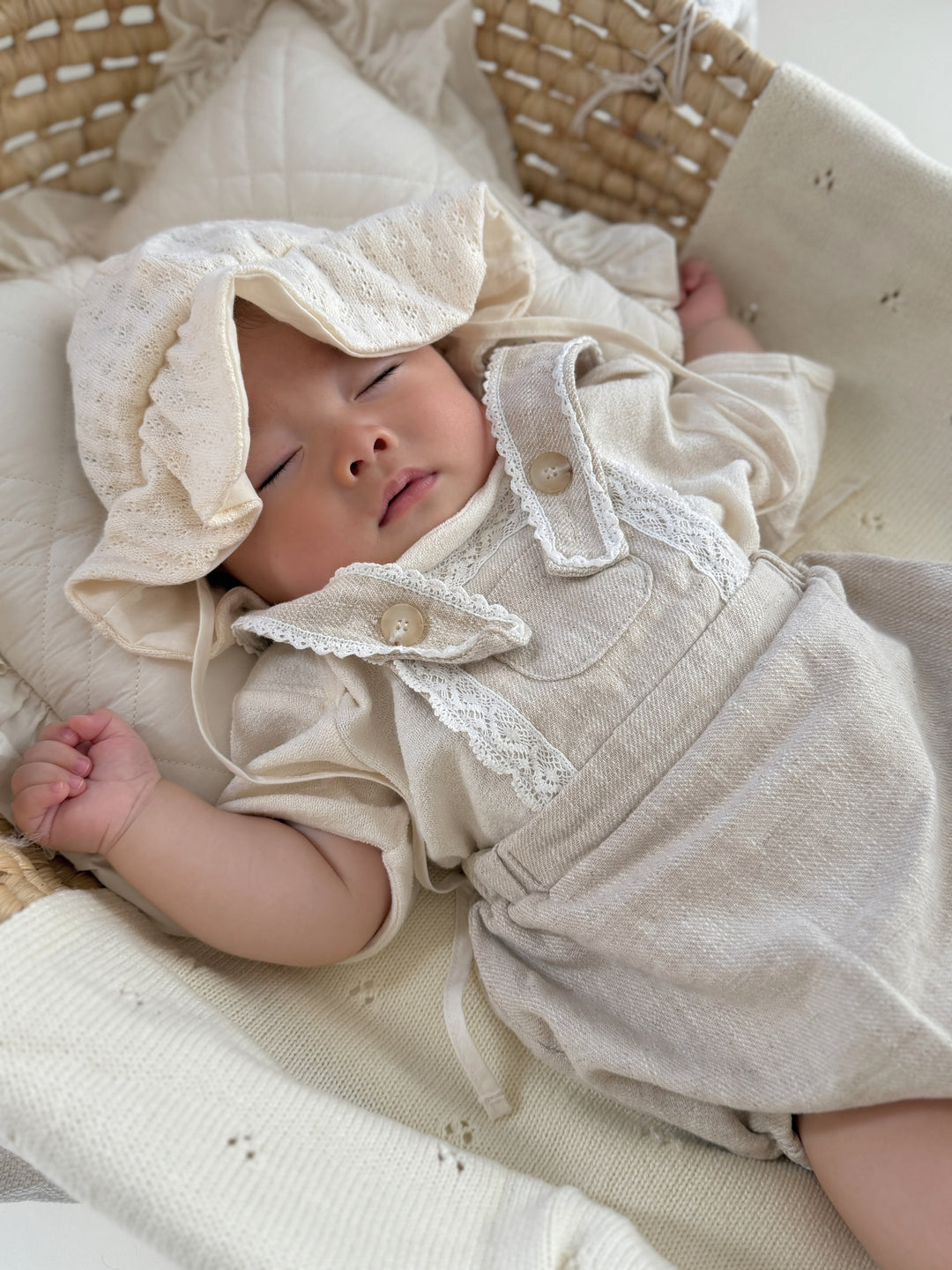 【monbebe夏新作】monbebe / Pure Linen Suspender Suit