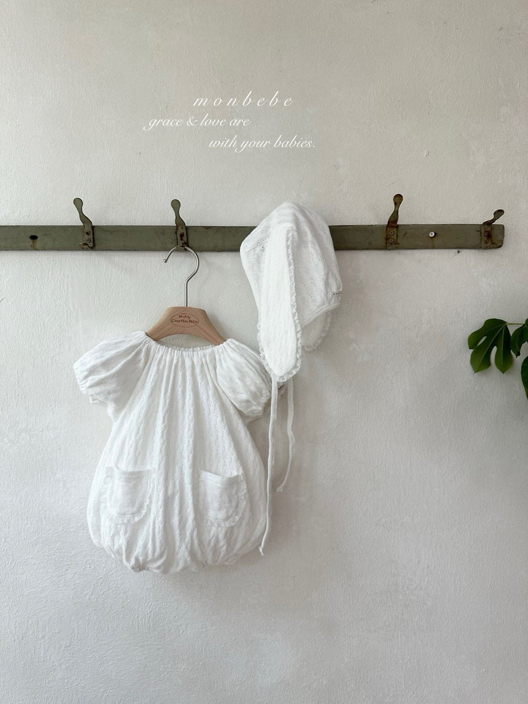 【monbebe夏新作】monbebe / Bunny Knit Balloon Suit (Bonnet set)