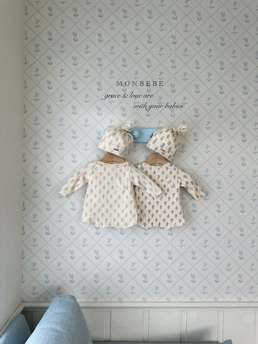 【予約】monbebe / Air Balloon Suit & Bonnet Set