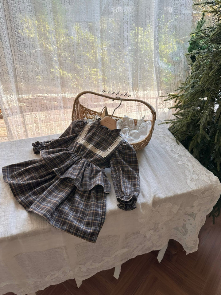 【新作 11/12予約受付開始】monbebe / Lope Check dress