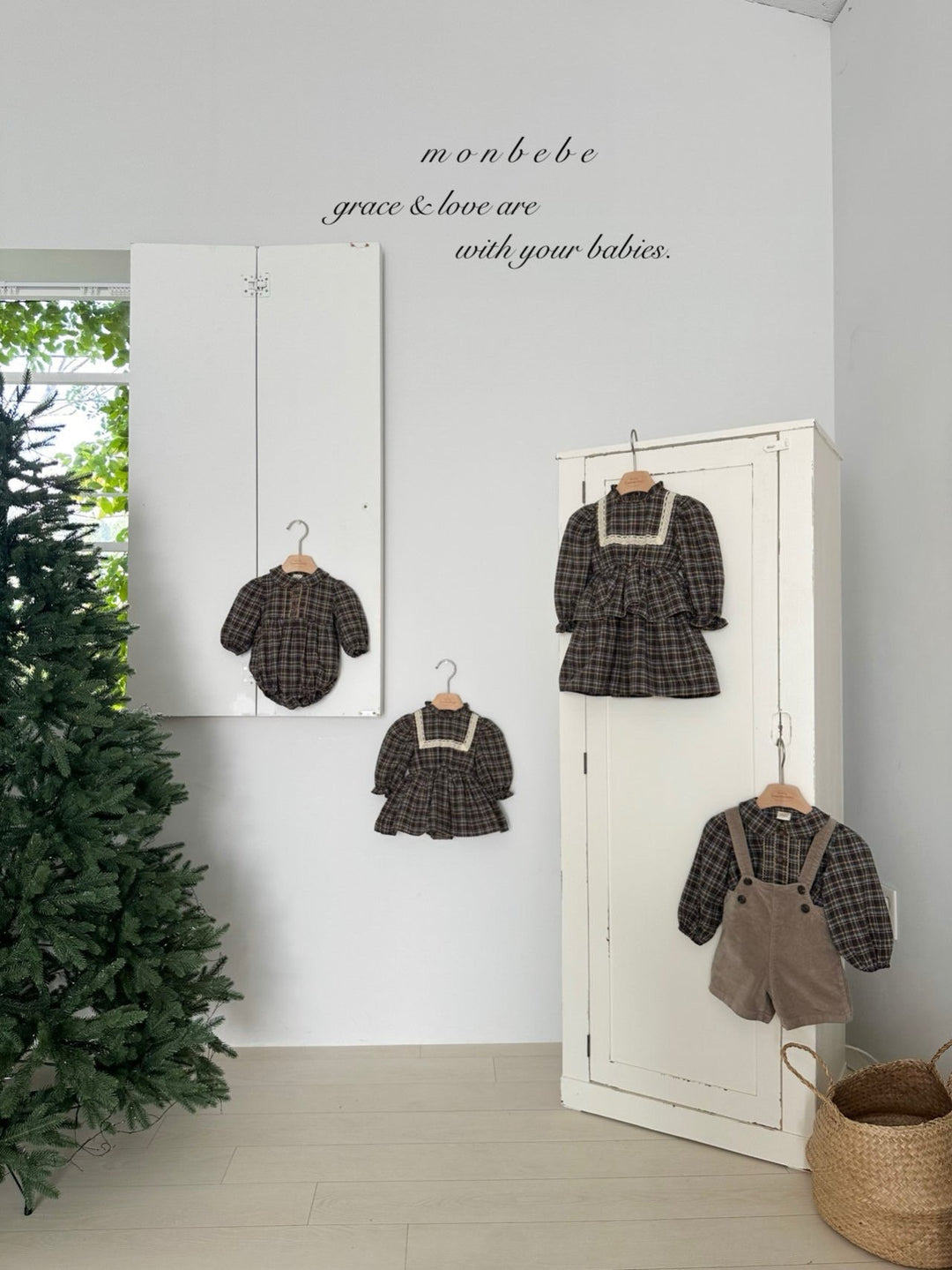 【新作 11/12予約受付開始】monbebe / Lope Check dress