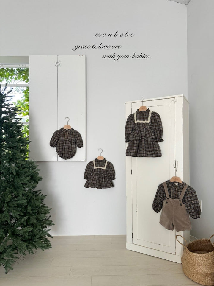 【新作 11/12予約受付開始】monbebe / Lope Check dress