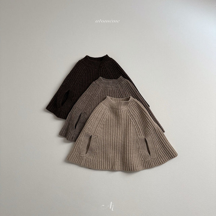 atomeme /  Olive knit poncho