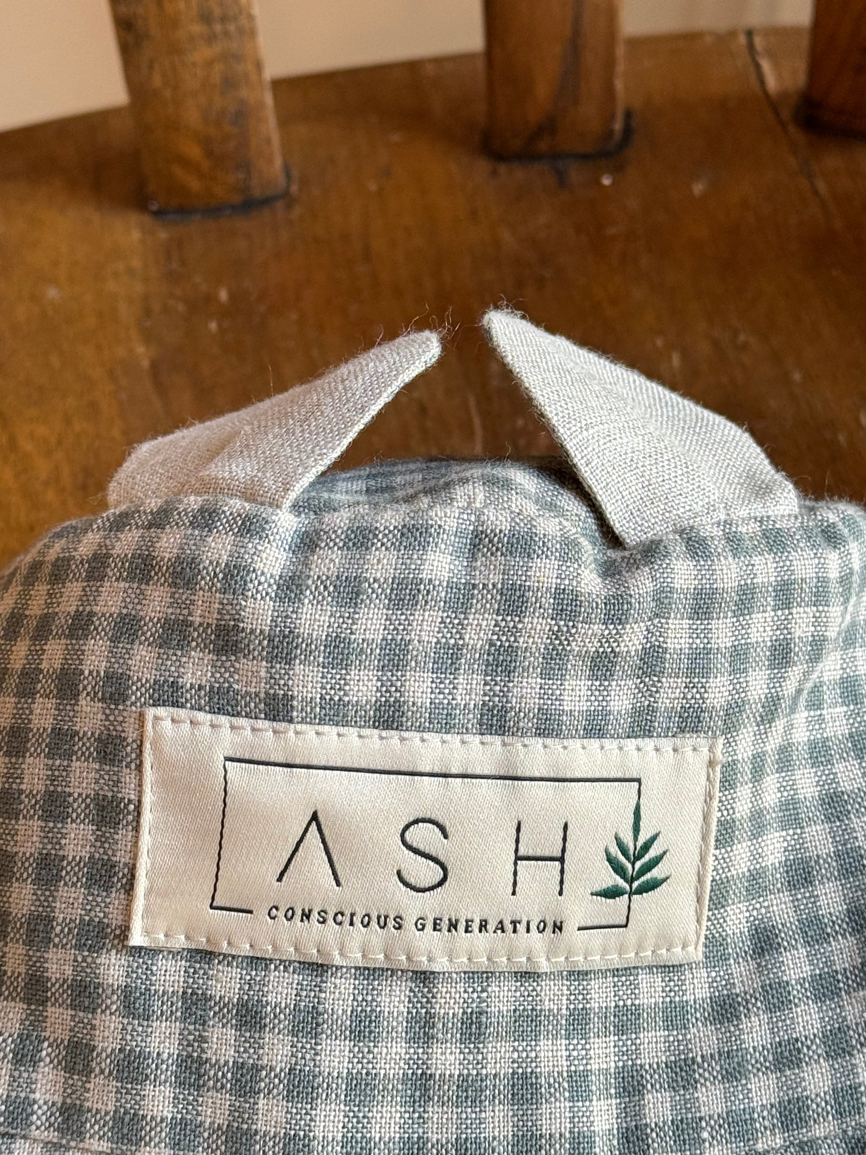 ASH Generation / bear hat (straight / basil gingham) – ciel
