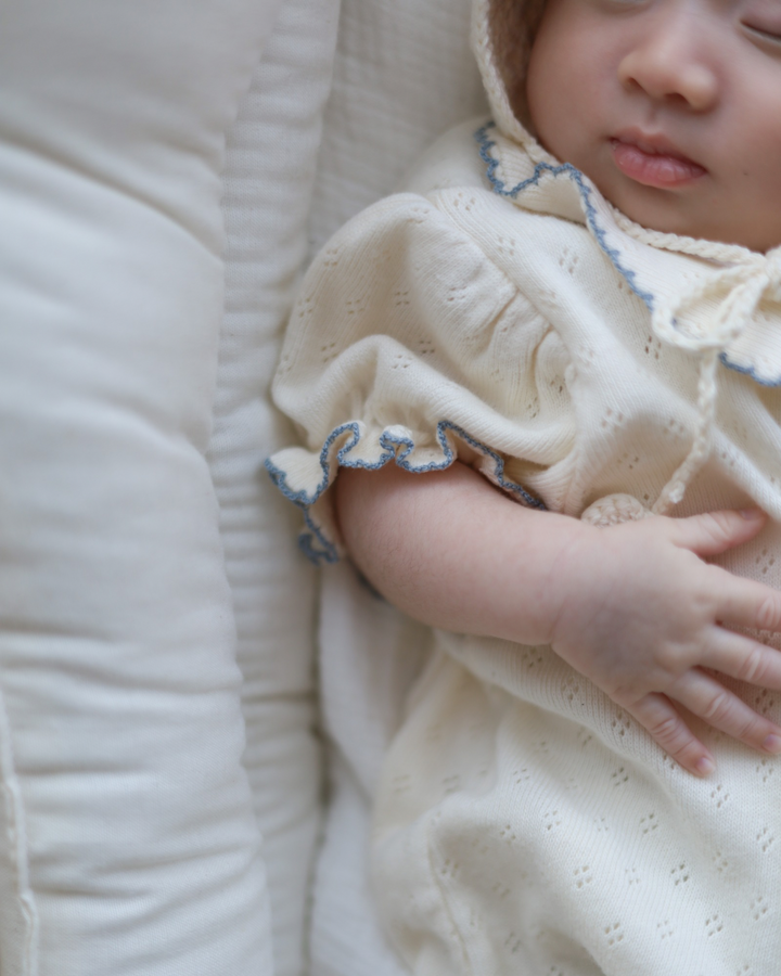 【予約】bébé / (半袖) hana picot lace suit