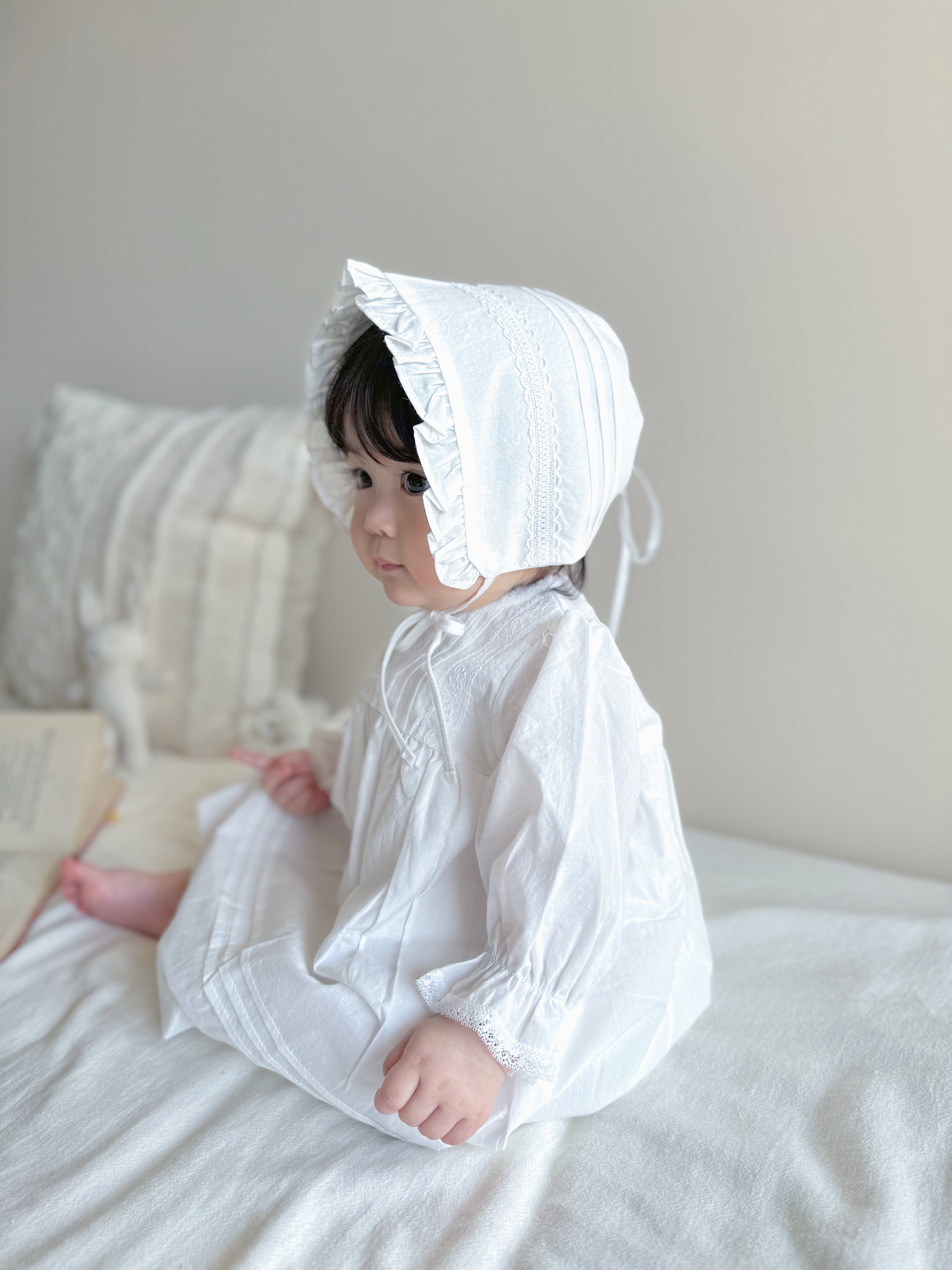 即納】monbebe / petit pintuck baby dress (bonnet set) – ciel de bébé