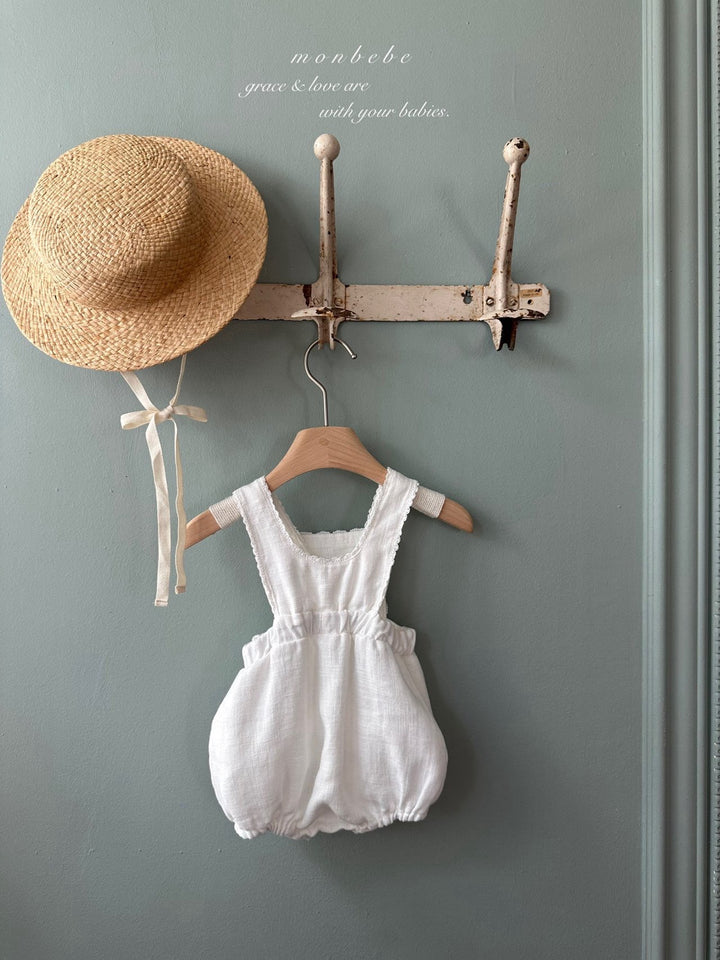 【monbebe夏新作】monbebe / Pure Linen Suspender Suit