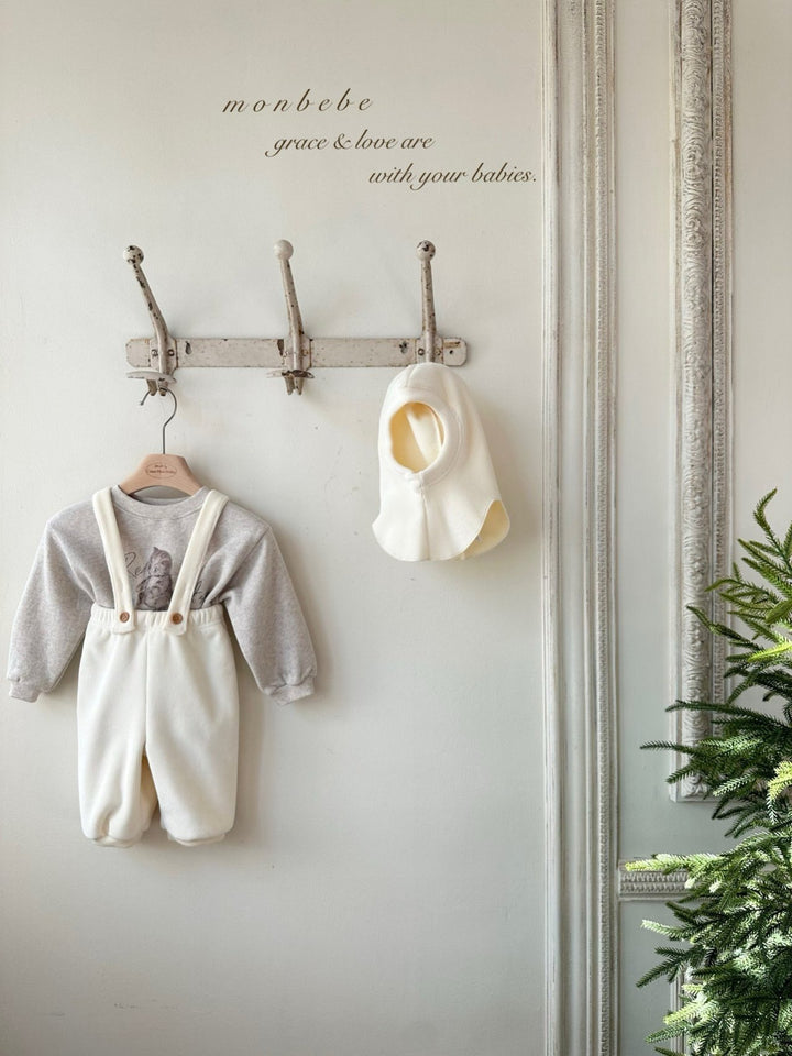 【新作11/17発売】 monbebe / Ribbed suspenders Pants