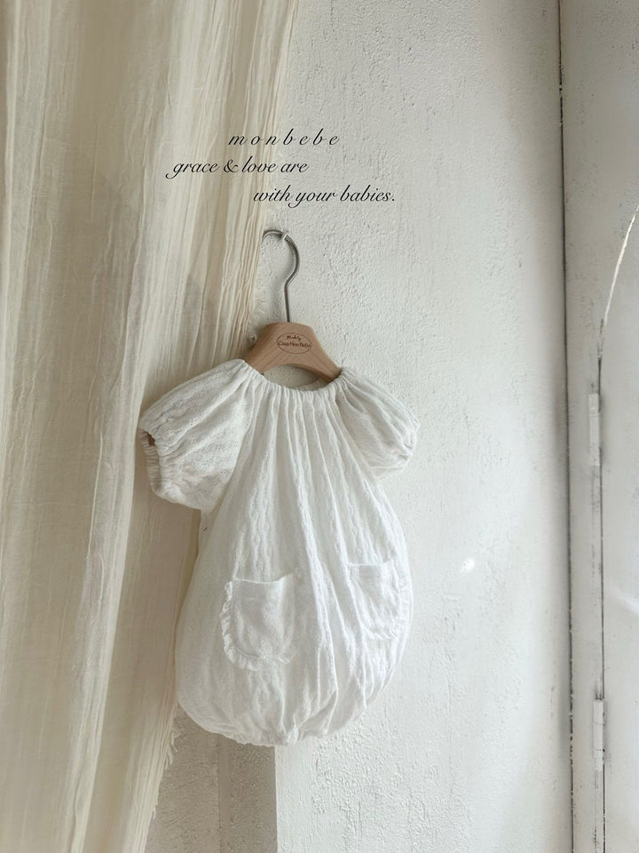 【monbebe夏新作】monbebe / Bunny Knit Balloon Suit (Bonnet set)