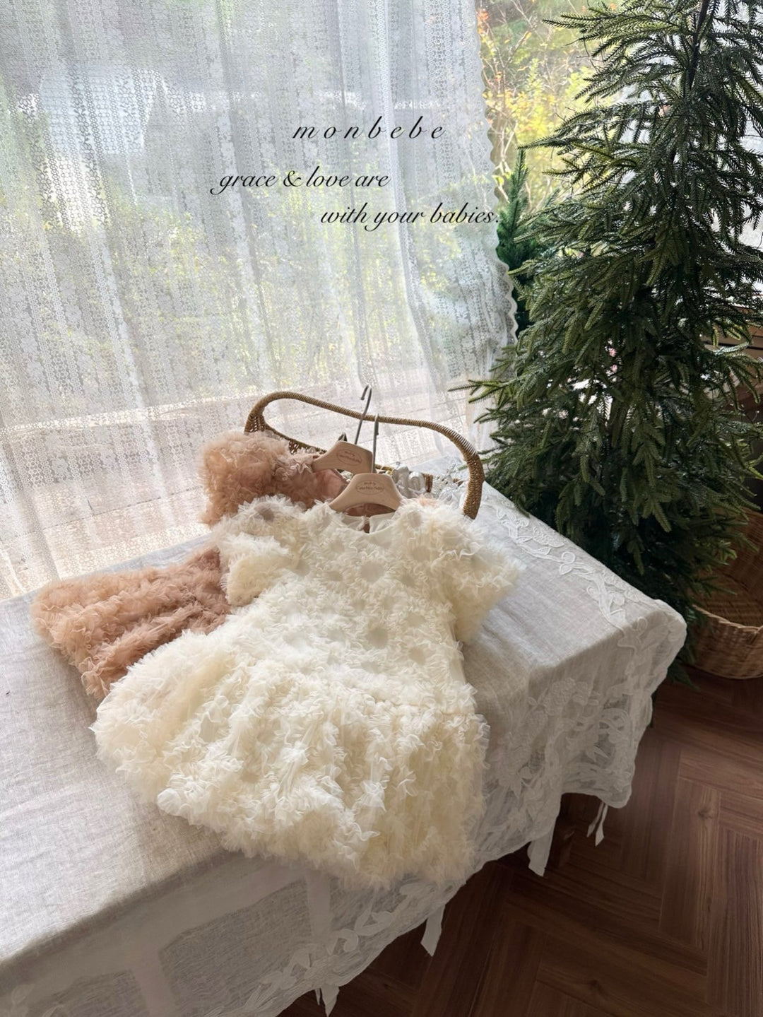 【新作 11/12予約受付開始】monbebe / Blanc Shasha dress