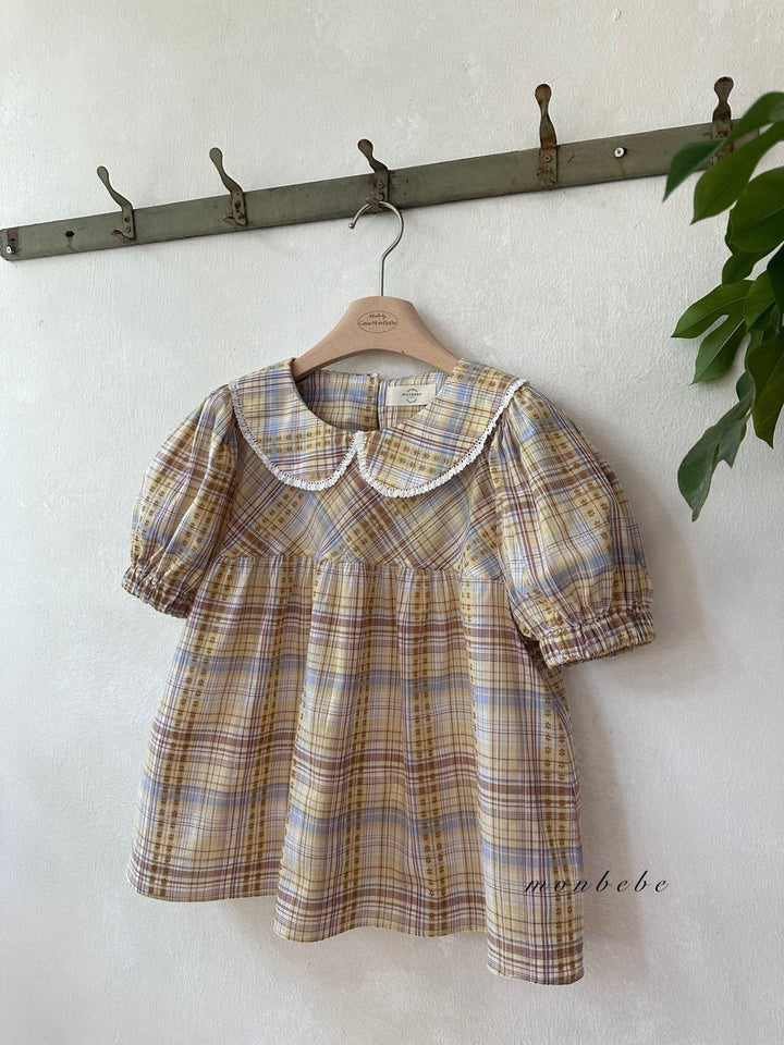 【予約】 monbebe / Check Peony Blouse  (mom)