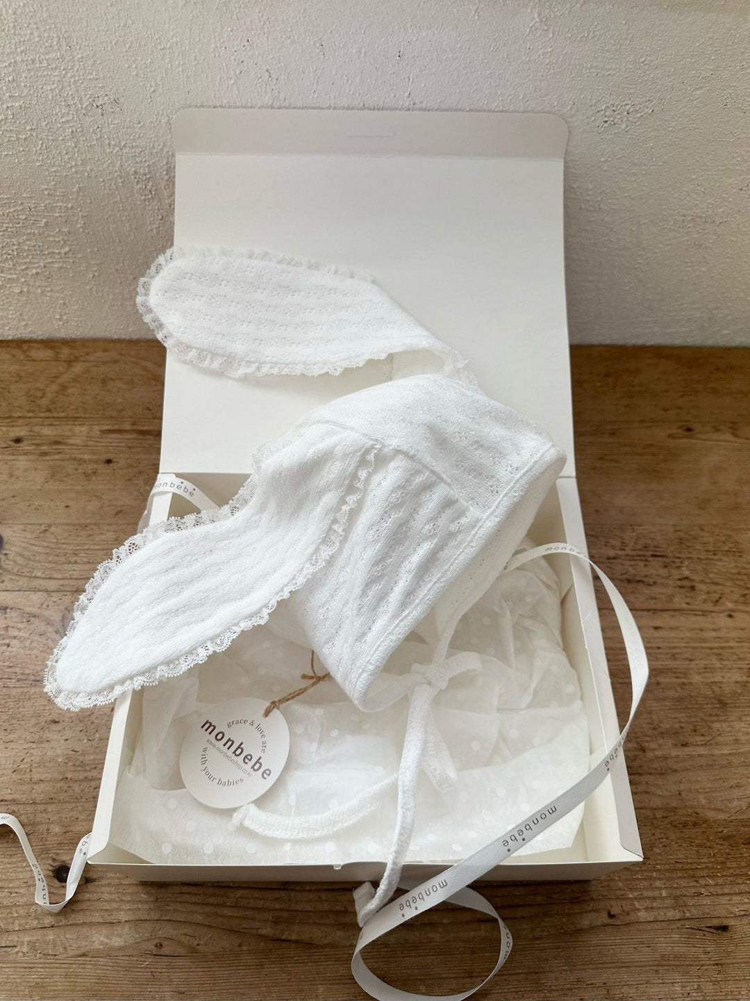 【monbebe夏新作】monbebe / Bunny Knit Balloon Suit (Bonnet set)