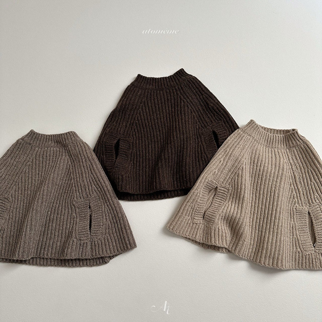 atomeme /  Olive knit poncho