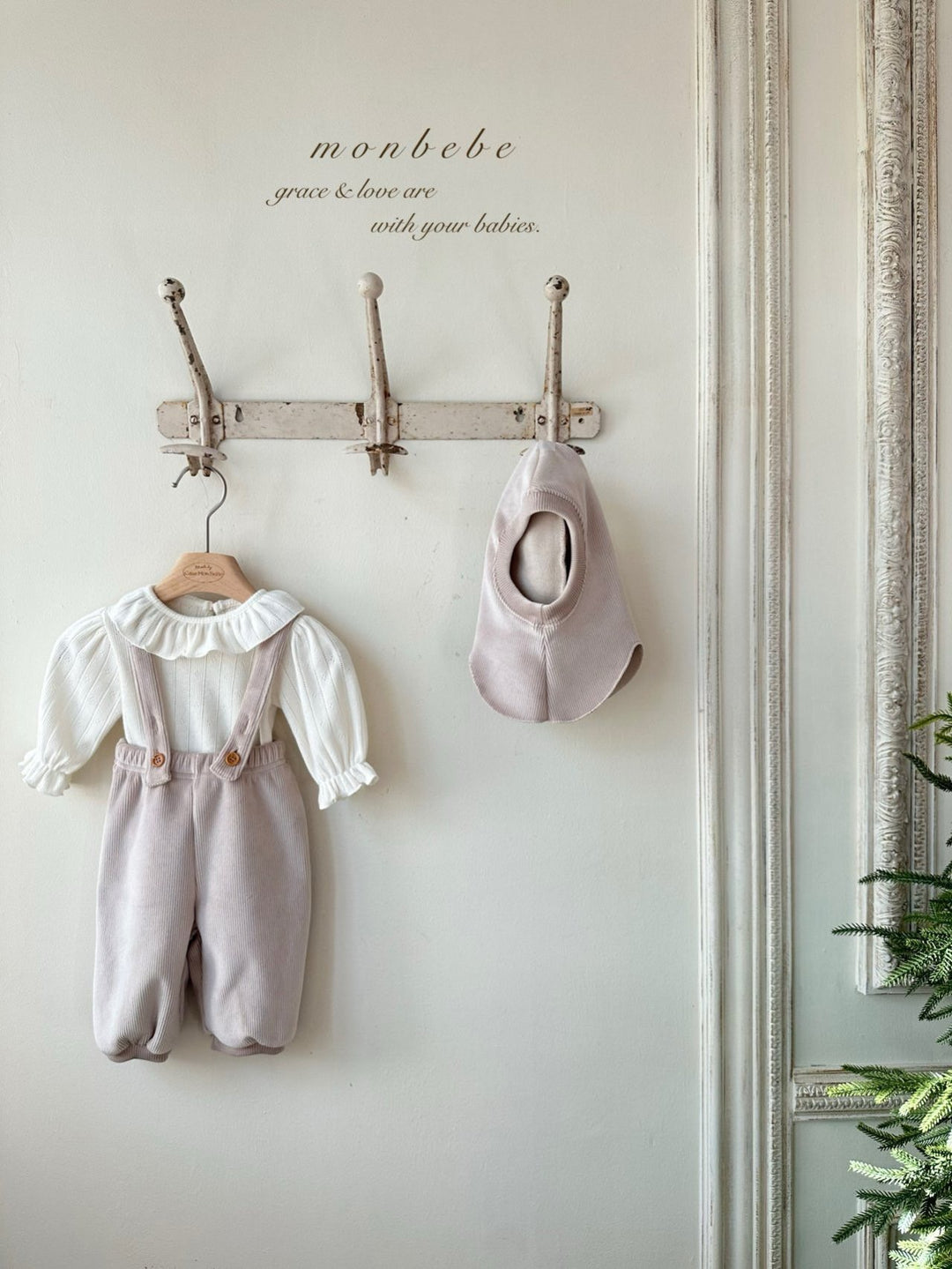 【新作11/17発売】 monbebe / Ribbed suspenders Pants