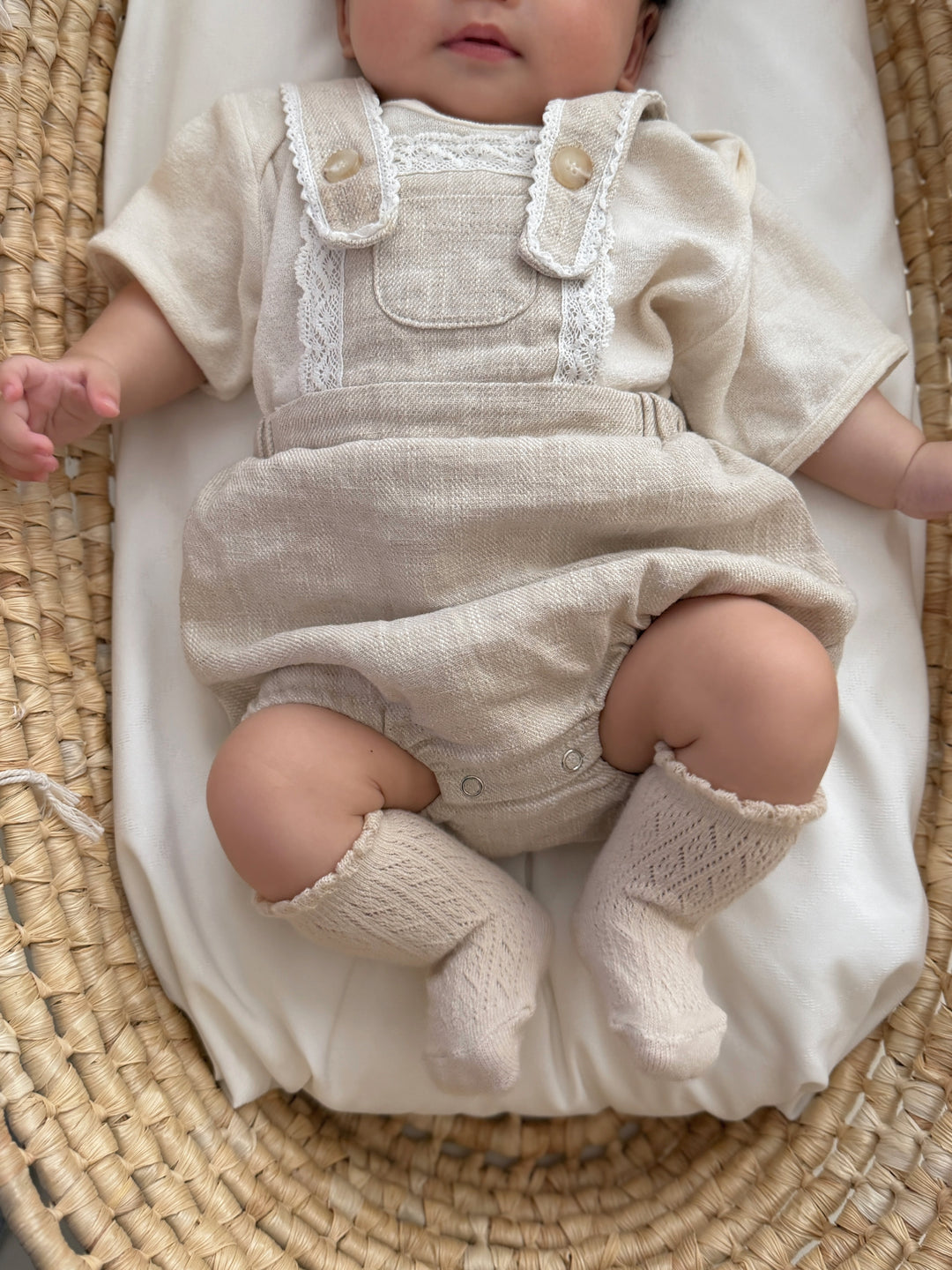 【monbebe夏新作】monbebe / Pure Linen Suspender Suit