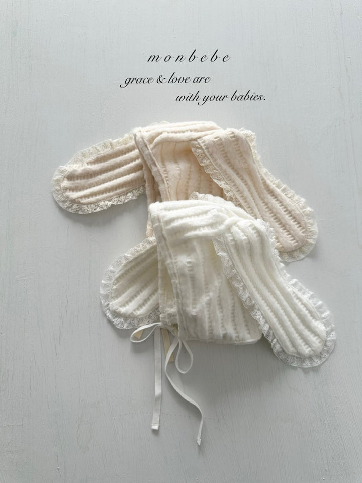 【11/28 ivory/cream S再入荷】 monbebe / Knit bonbon suit(bonnet set)