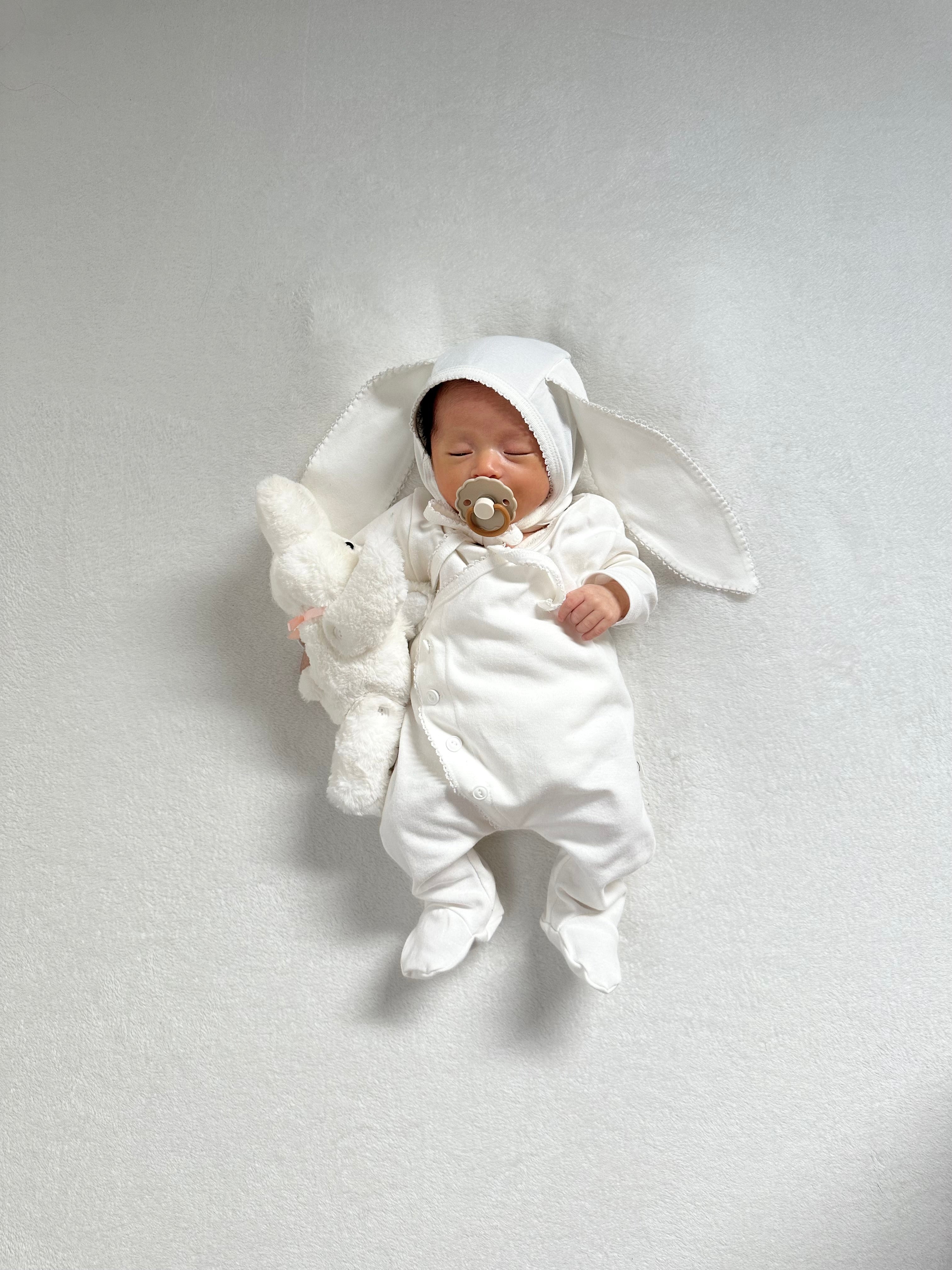 ciel de bebe monbebe ボンネットセット monbebe / bunny cozy suit(bonnet set) – ciel de bébé