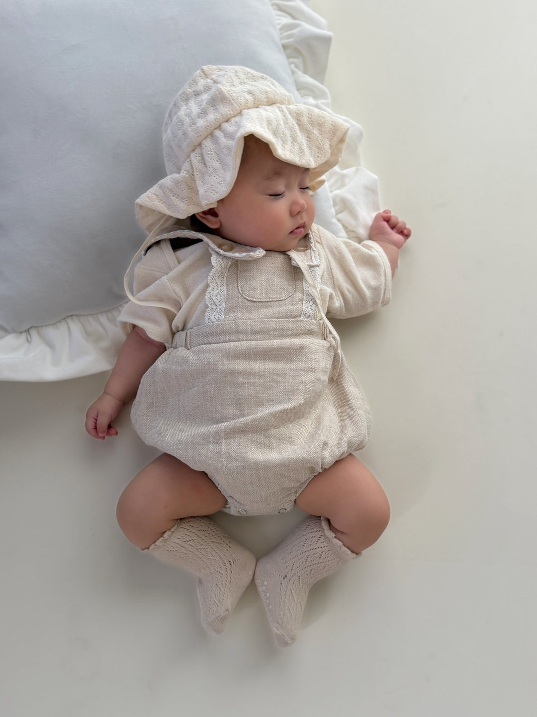 【monbebe夏新作】monbebe / Pure Linen Suspender Suit
