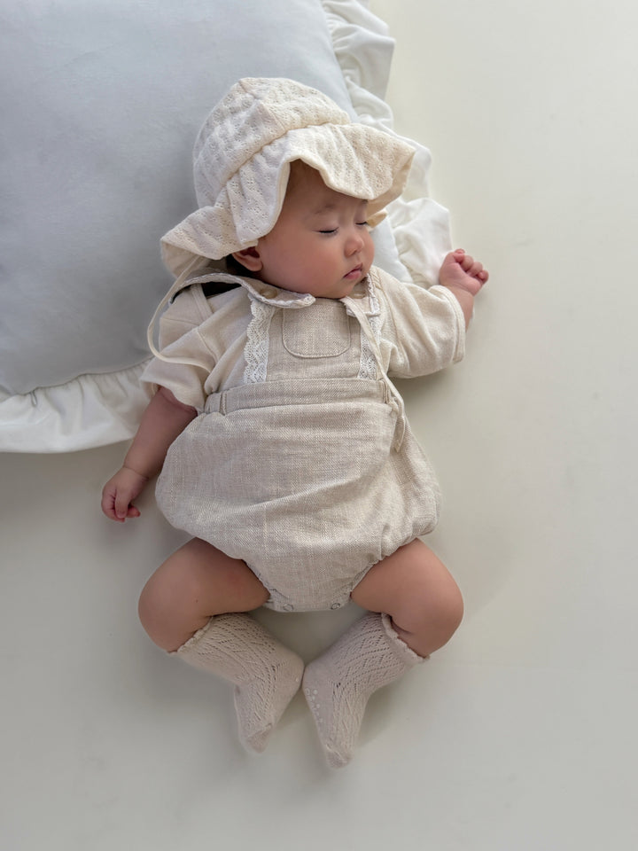 【monbebe夏新作】monbebe / Pure Linen Suspender Suit