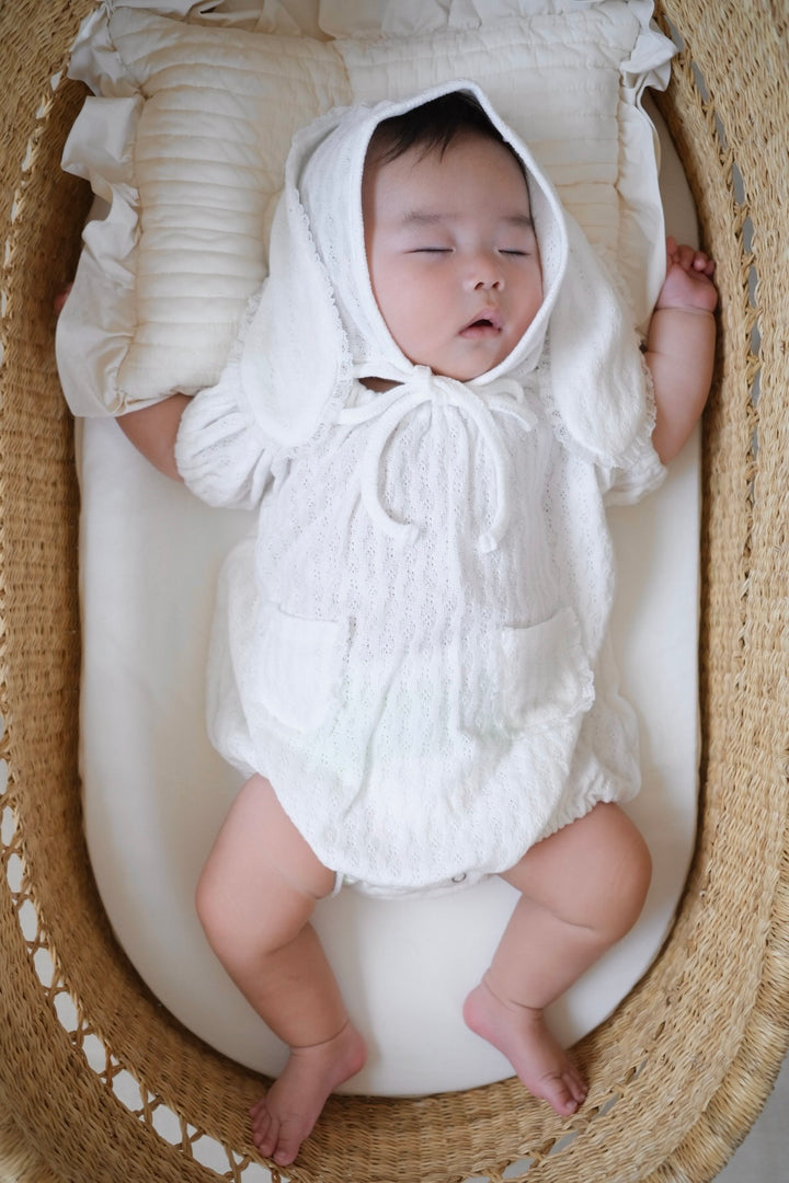 【monbebe夏新作】monbebe / Bunny Knit Balloon Suit (Bonnet set)