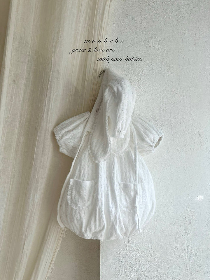 【monbebe夏新作】monbebe / Bunny Knit Balloon Suit (Bonnet set)