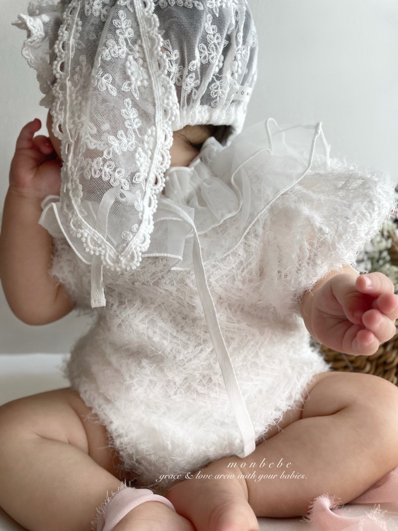 ciel de bebe monbebe ロンパースS ボンネット 即納】 monbebe / Lace bunny bonnet – ciel de bébé