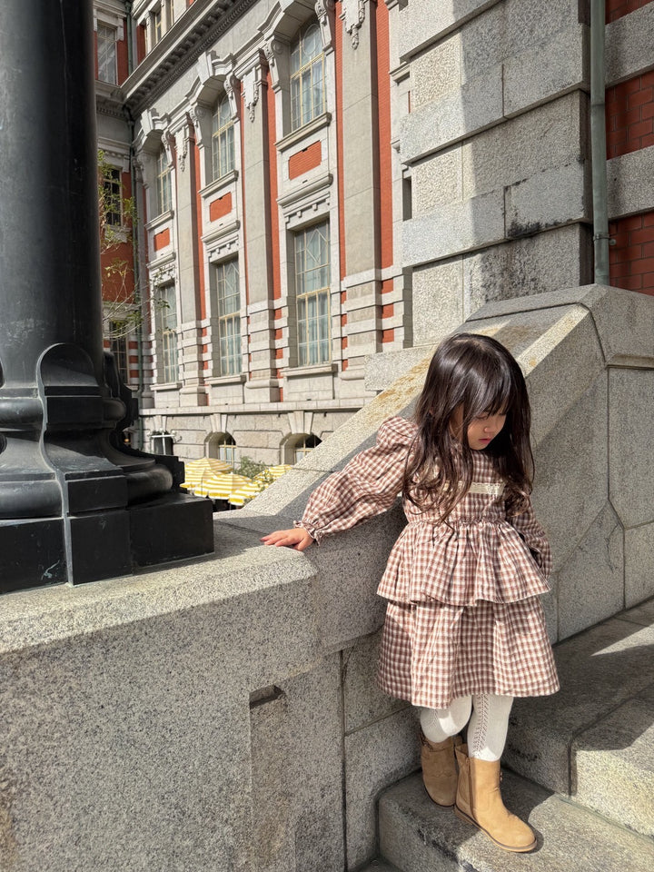 【新作 11/12予約受付開始】monbebe / Lope Check dress